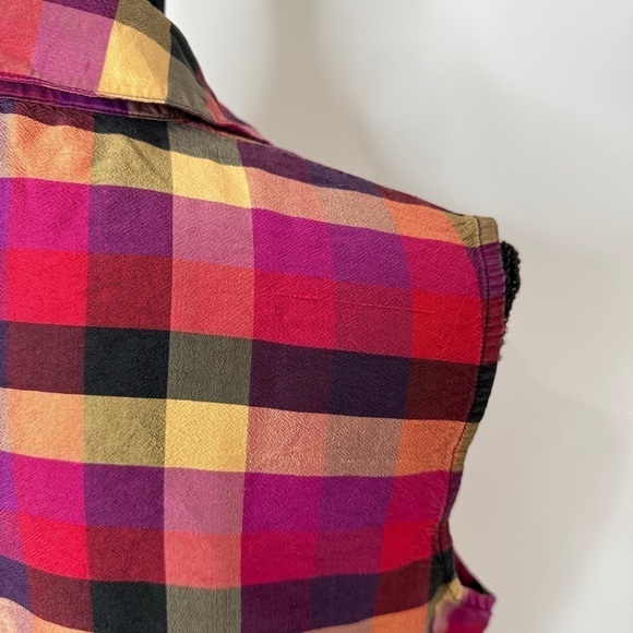 Robbie Bee 100% Silk Sleeveless Collared Button Up (Sz 14) - Picture 7 of 8